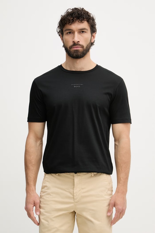 Одежда BOSS Green футболка для мужчин из хлопка BOSS X PORSCHE 50561856 чёрный