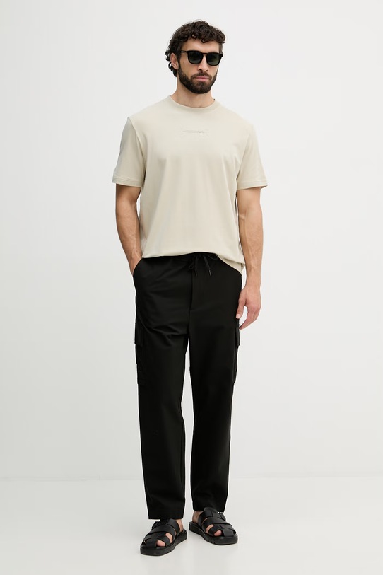 BOSS Green T-shirt męski z bawełną 50559235 beżowy SS26