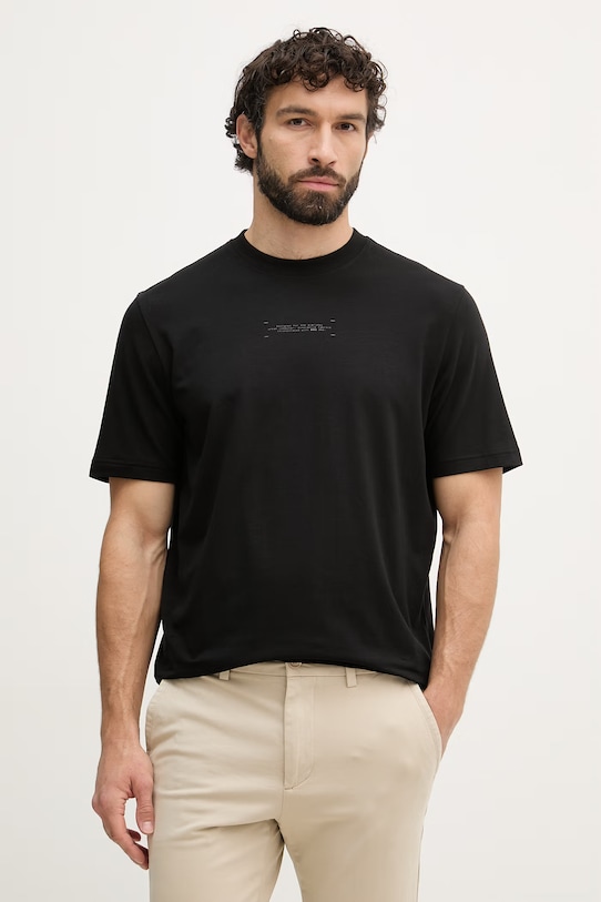 Ρούχα BOSS Green t-shirt ανδρικό με βαμβάκι 50559235 μαύρο