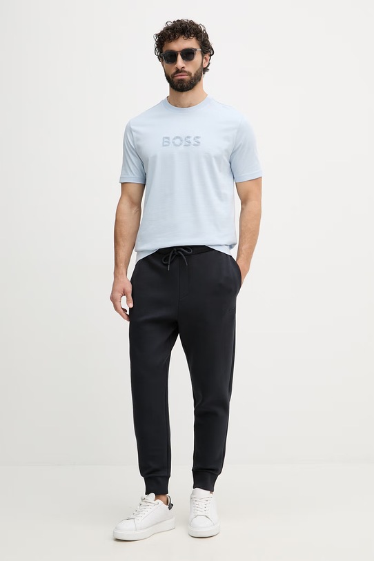 BOSS Green t-shirt męski bawełniany 50559361 niebieski SS26