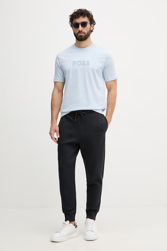 BOSS Green t-shirt męski bawełniany 50559361 niebieski SS26