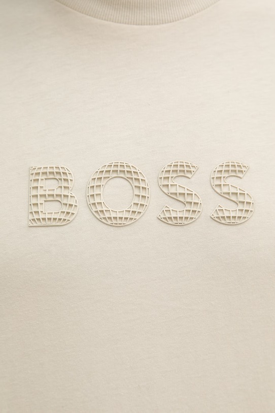 BOSS Green t-shirt męski bawełniany 50559361 beżowy