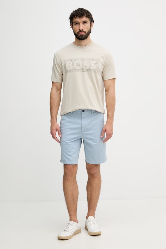 BOSS Green T-shirt męski z bawełną 50559363 beżowy SS26