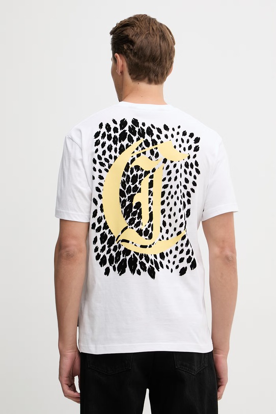 Памучна тениска Just Cavalli стандартна бял 80OAHT17.CJ500