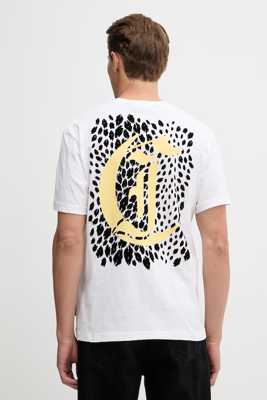 Памучна тениска Just Cavalli стандартна бял 80OAHT17.CJ500