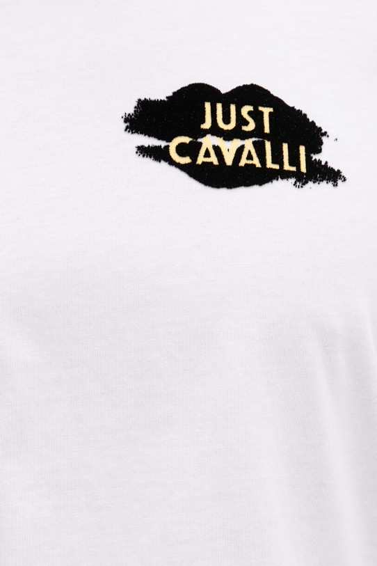 Памучна тениска Just Cavalli 80OAHT17.CJ500 бял