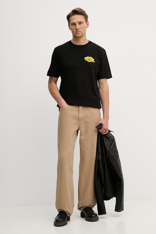 Памучна тениска Just Cavalli 80OAHT17.CJ500 черен SS26