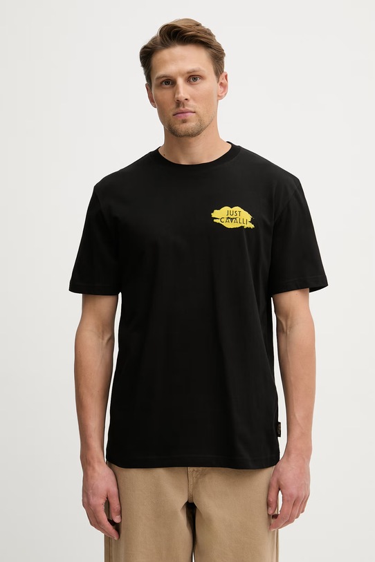 Дрехи Памучна тениска Just Cavalli 80OAHT17.CJ500 черен