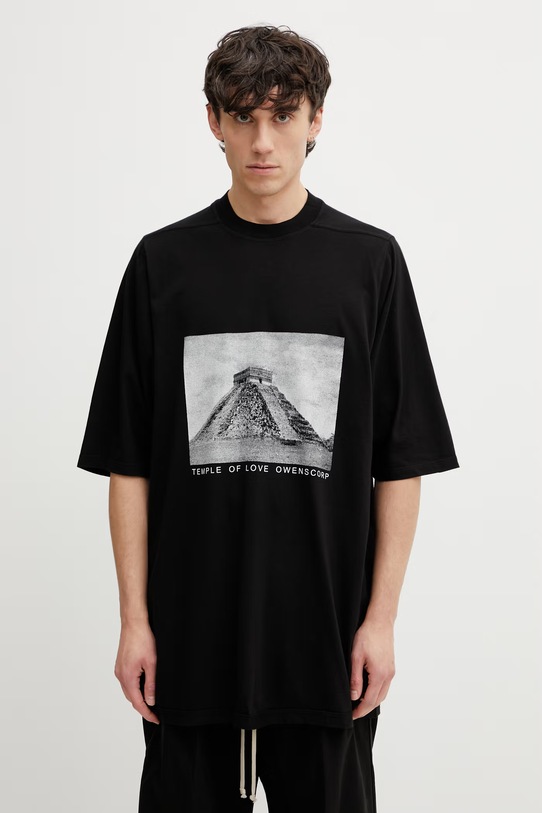 Rick Owens DRKSHDW Jumbo t-shirt bawełniany męski czarny DU01F4274.RNEP2