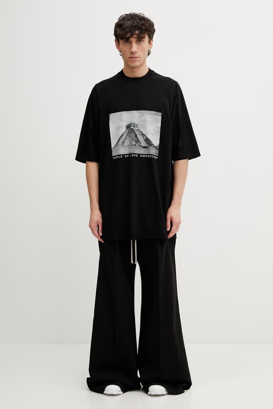 Rick Owens DRKSHDW Jumbo t-shirt bawełniany męski DU01F4274.RNEP2 czarny