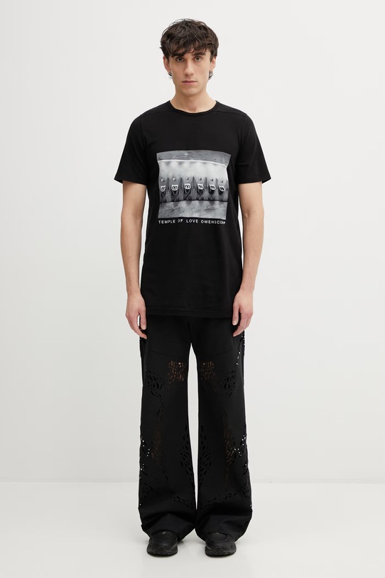 Rick Owens DRKSHDW Level t-shirt bawełniany męski DU01F4250.RNEP4P czarny