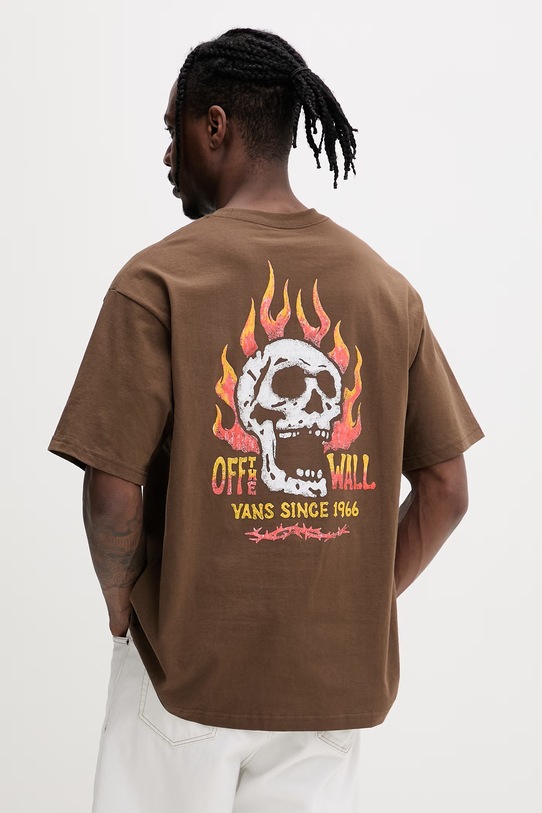 Vans t-shirt basic męski bawełniany brązowy VN000VW0FST1