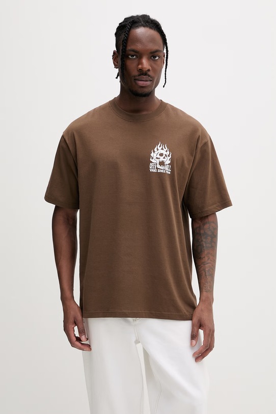 Odzież Vans t-shirt basic męski bawełniany VN000VW0FST1 brązowy