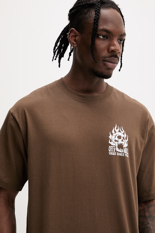 Vans t-shirt basic męski bawełniany brązowy VN000VW0FST1