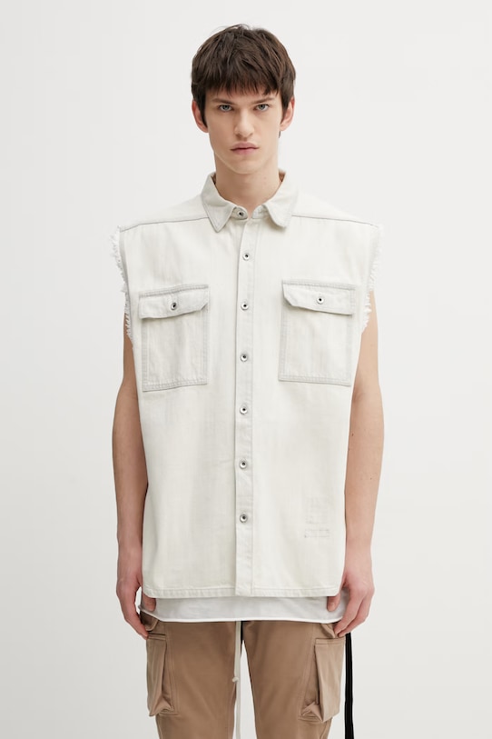 Rick Owens DRKSHDW kamizelka jeansowa Tommy Jumbo nieocieplane beżowy DU01F4764.DMW