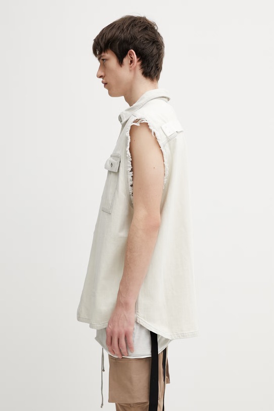 Rick Owens DRKSHDW kamizelka jeansowa Tommy Jumbo DU01F4764.DMW beżowy SS26
