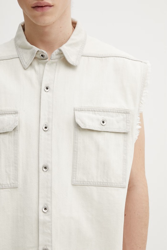 Rick Owens DRKSHDW kamizelka jeansowa Tommy Jumbo beżowy DU01F4764.DMW