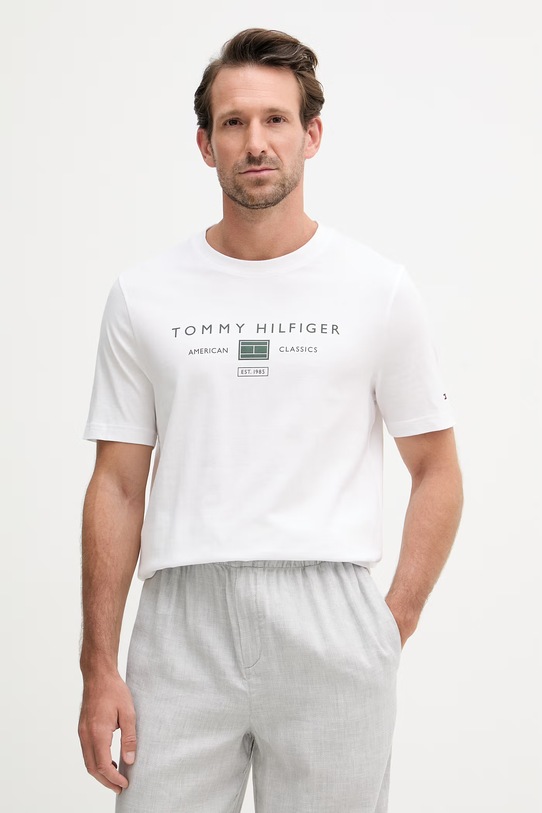 Tommy Hilfiger tricou pentru bărbați, din bumbac alb MW0MW42365