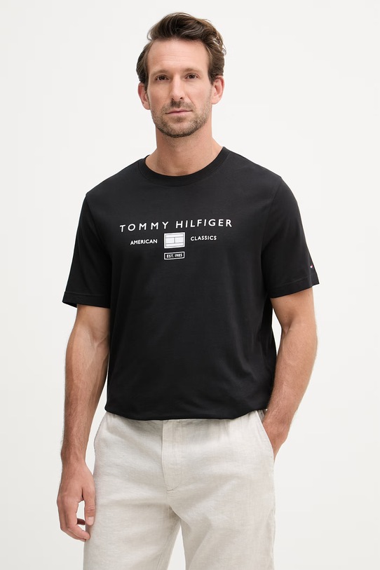 Tommy Hilfiger tricou pentru bărbați, din bumbac negru MW0MW42365
