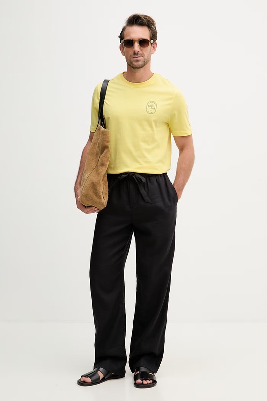 Tommy Hilfiger tricou pentru bărbați, din bumbac MW0MW42364 galben SS26