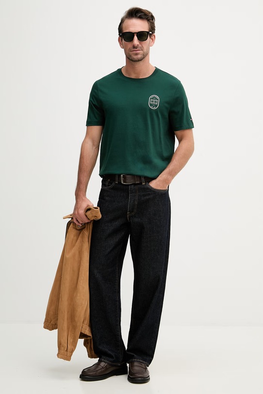 Tommy Hilfiger tricou pentru bărbați, din bumbac MW0MW42364 verde SS26