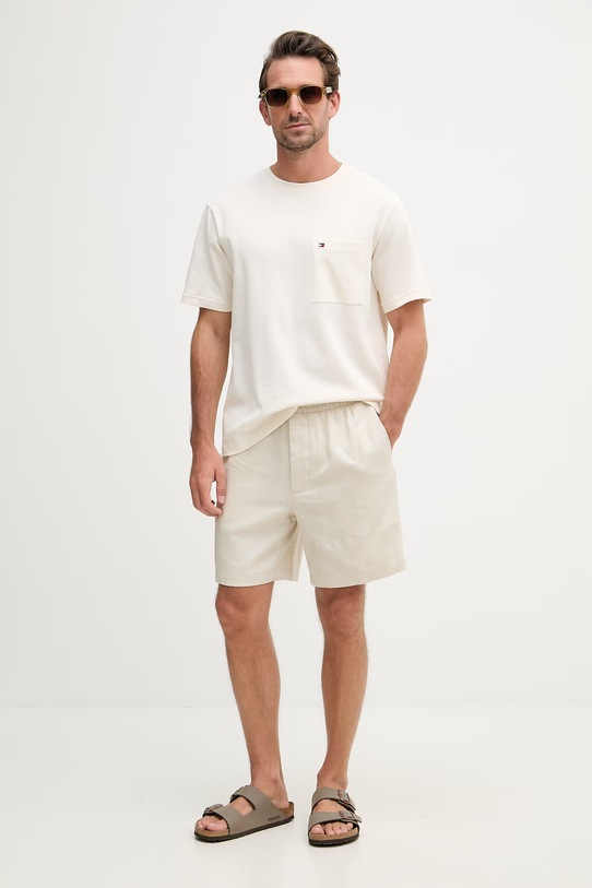 Tommy Hilfiger tričko pánské MW0MW42376 béžová SS26