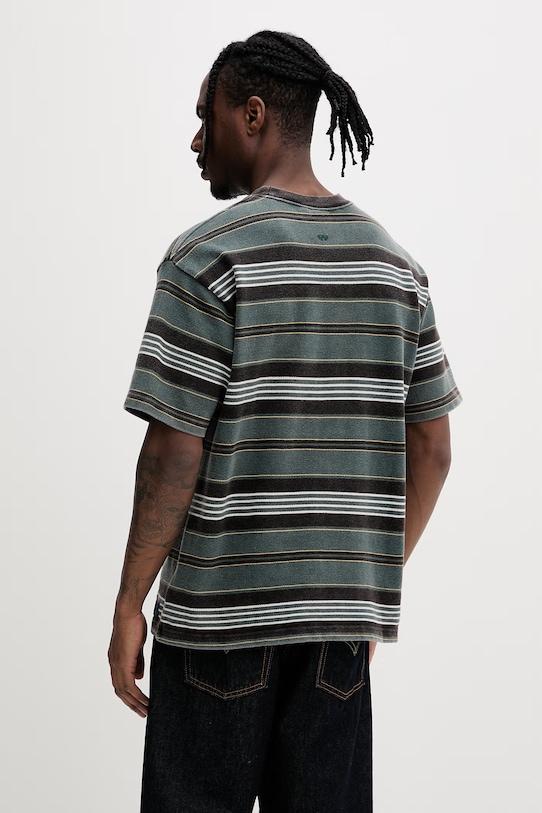 Odzież Vans t-shirt męski bawełniany Premium LX Pique Stripe SS VN000T6BFRJ1 zielony