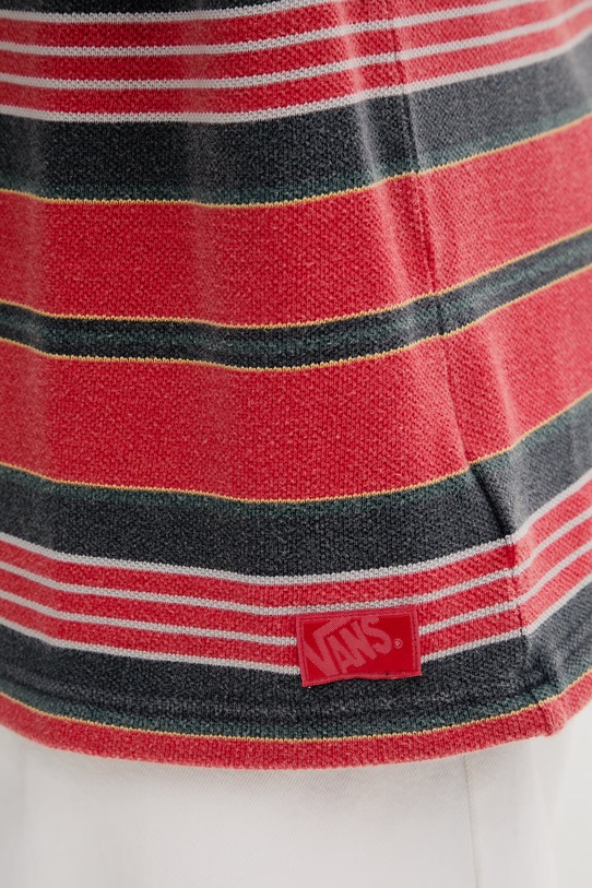 Vans t-shirt basic męski bawełniany Premium LX Pique Stripe SS VN000T6BIZQ1 czerwony