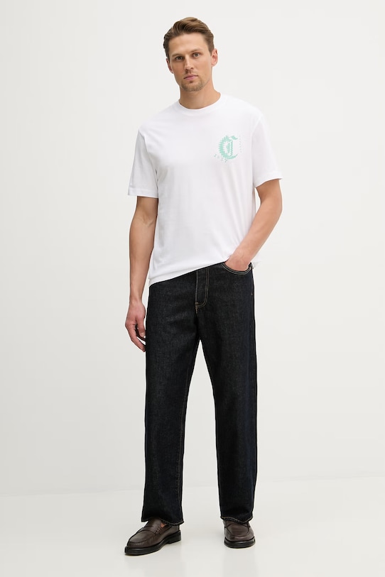 Памучна тениска Just Cavalli 80OAHT26.CJ500 бял SS26