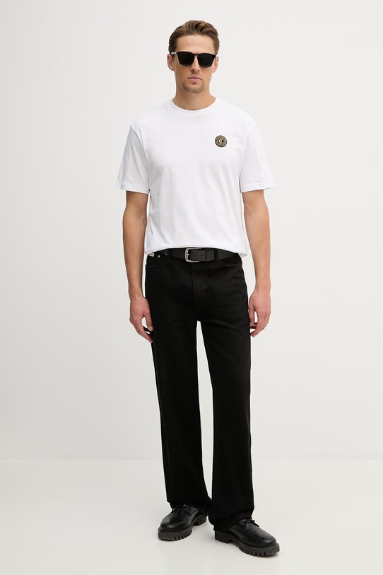 Памучна тениска Just Cavalli 80OAHT27.CJ500 бял SS26