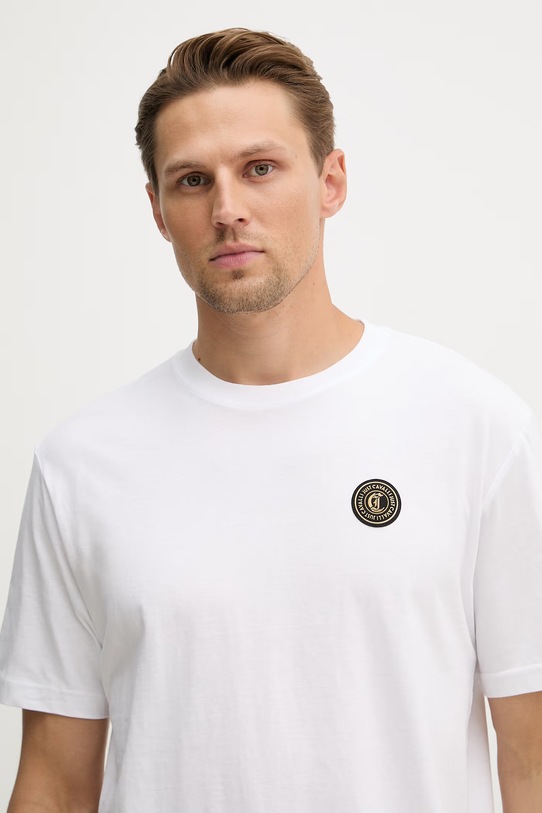Памучна тениска Just Cavalli бял 80OAHT27.CJ500