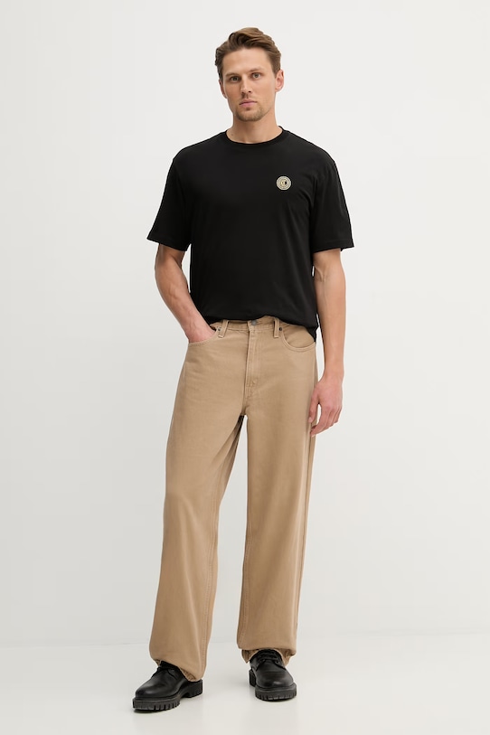 Памучна тениска Just Cavalli 80OAHT27.CJ500 черен SS26