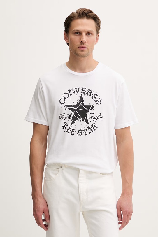 Converse T-shirt męski bawełniany biały CVM6T087