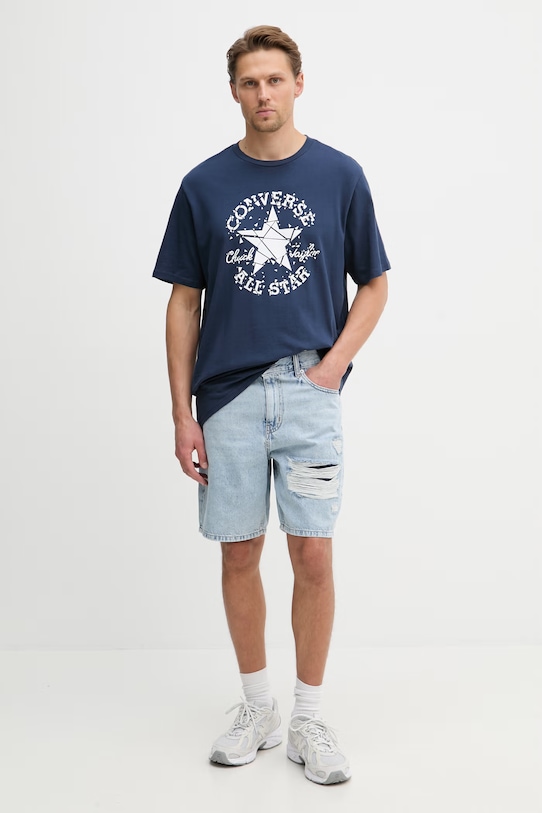Converse tričko pánské bavlněné CVM6T087 námořnická modř SS26
