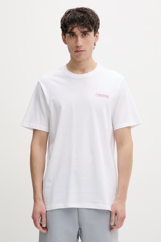 Odzież Converse t-shirt męski bawełniany CVM6T095 biały