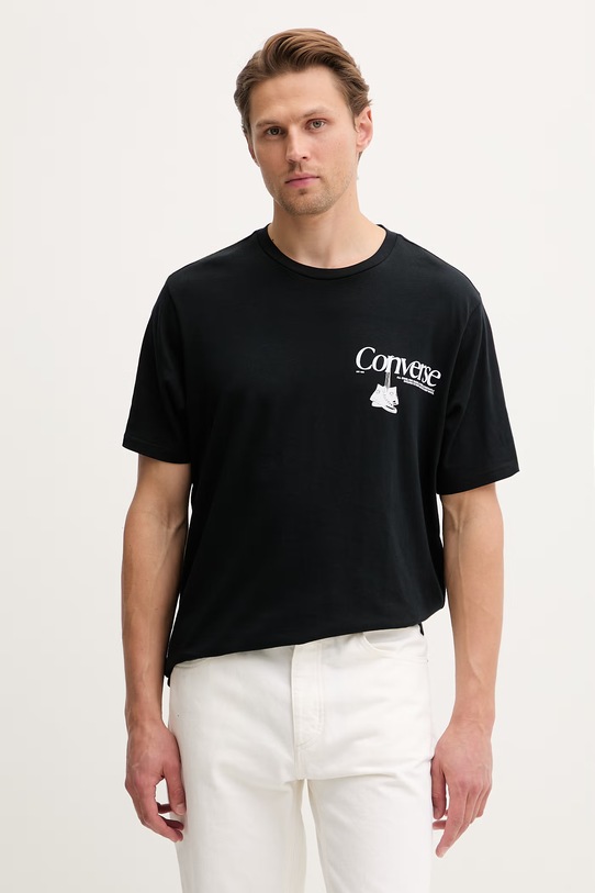 Odzież Converse T-shirt męski bawełniany CVM6T063 czarny