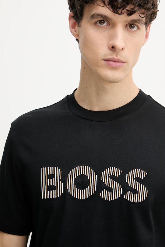 BOSS t-shirt ανδρικό βαμβακερό Thompson 41 μαύρο 50560466