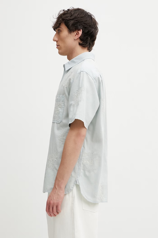 Kenzo Shirt SC koszula bawełniana męska FG55DC1047F0 niebieski SS26