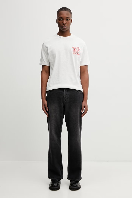 Kenzo t-shirt bawełniany GOTS KENZO CARTOON OUTLINED CL FG55TS2164SK biały