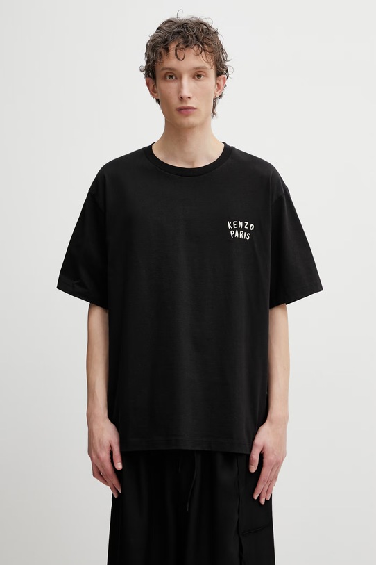 Odzież Kenzo GOTS KENZO BOKE HEART OVERSIZE t-shirt bawełniany męski FG55TS4054SY czarny