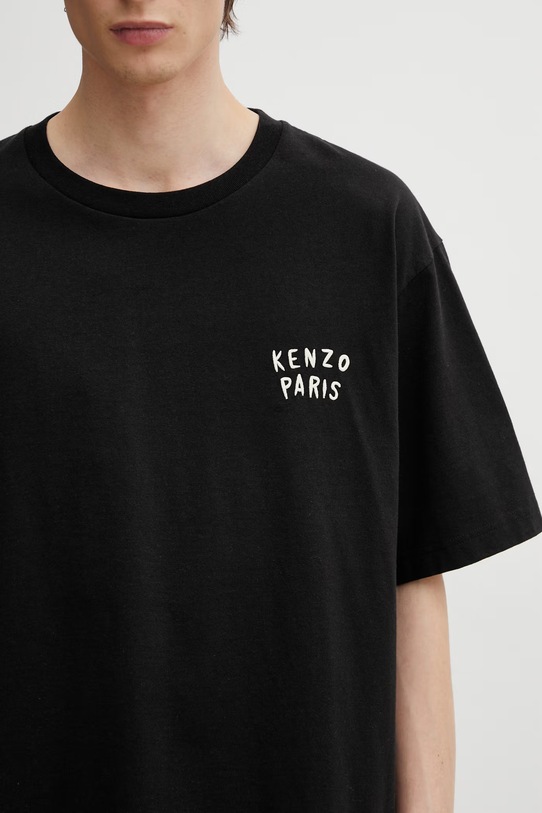Kenzo GOTS KENZO BOKE HEART OVERSIZE t-shirt bawełniany męski czarny FG55TS4054SY