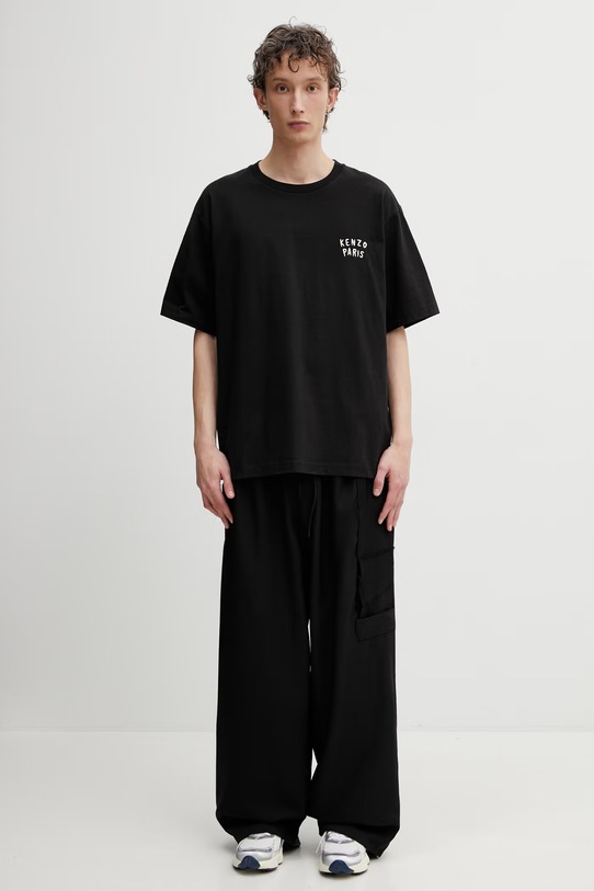 Kenzo GOTS KENZO BOKE HEART OVERSIZE t-shirt bawełniany męski FG55TS4054SY czarny