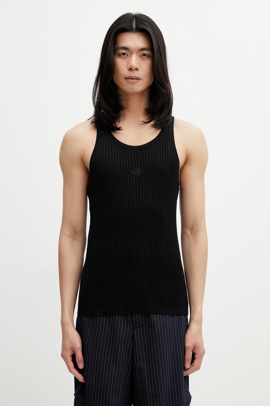 Filling Pieces Tank Top top swetrowy bawełniany męski czarny 412622500292.130