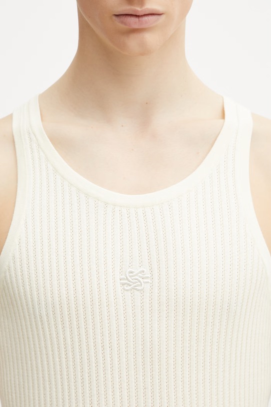 Filling Pieces Tank Top top bawełniany męski beżowy 412622500292.214