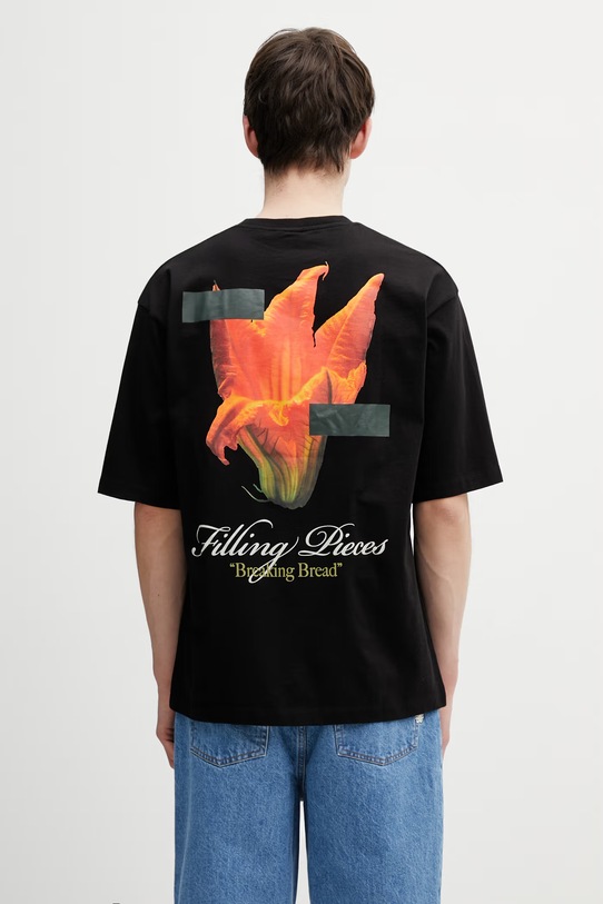 Filling Pieces t-shirt bawełniany Zucchini nadruk czarny 412620501289.130
