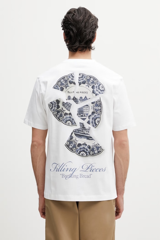 Odzież Filling Pieces t-shirt basic męski bawełniany Broken Plate 412620500321.110 biały