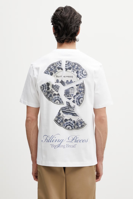 Odzież Filling Pieces Broken Plate t-shirt basic bawełniany męski 412620500321.110 biały