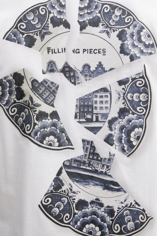 Filling Pieces t-shirt basic męski bawełniany Broken Plate biały 412620500321.110