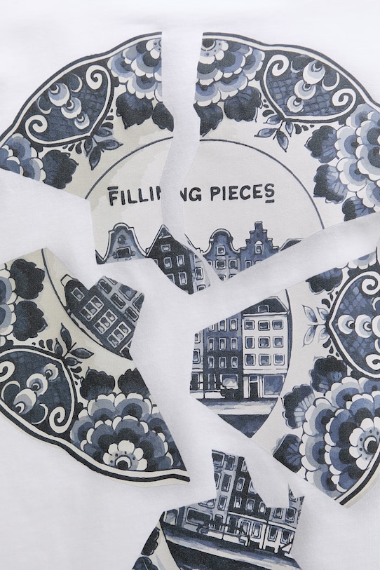 Filling Pieces basic tričko pánske bavlnené Broken Plate 412620500321.110 biela