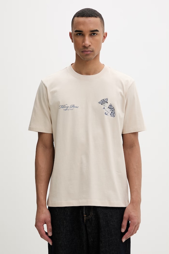 Oblečenie Filling Pieces tričko pánske bavlnené Broken Plate 412620500321.292 béžová
